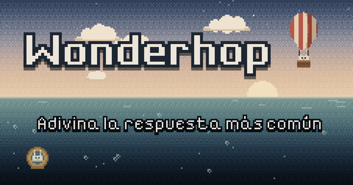 Wonderhop: un conejo en globo en el cielo y otro con escafandra bajo el mar, en pixel art.