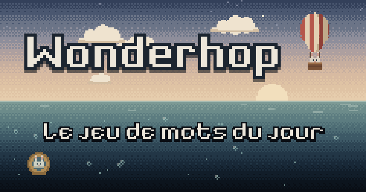 Wonderhop : un lapin en montgolfière dans le ciel, un autre en scaphandre sous la mer, en pixel art.