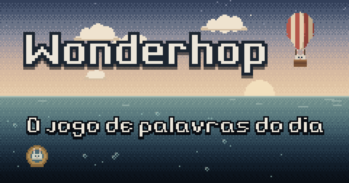 Wonderhop: um coelho de balão no céu e outro de escafandro no mar, em pixel art.