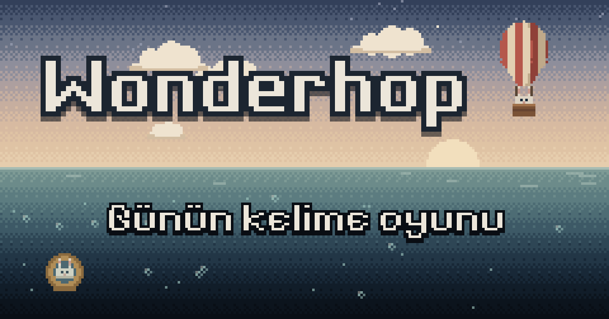 Wonderhop: gökyüzünde balonda bir tavşan, denizin altında dalgıç kıyafetli bir başkası, piksel sanatıyla.